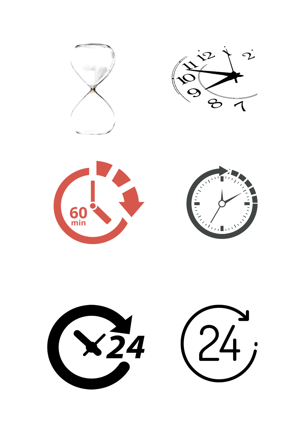 精准时间钟表沙漏管理抠图元素素材
