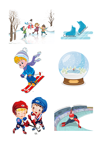 滑冰运动溜冰冬季奥运冰球免抠元素