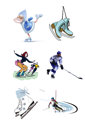 滑冰运动冬季奥运冰球免抠元素