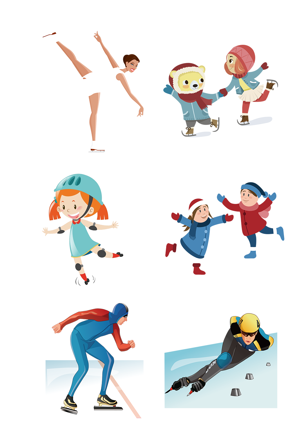 冰刀滑冰插画图片