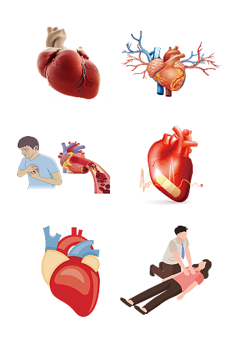 人体五脏手绘心脏示意图免抠元素