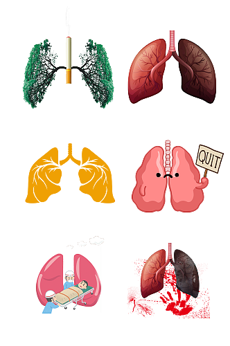 呼吸人体五脏手绘肺部示意图免抠元素