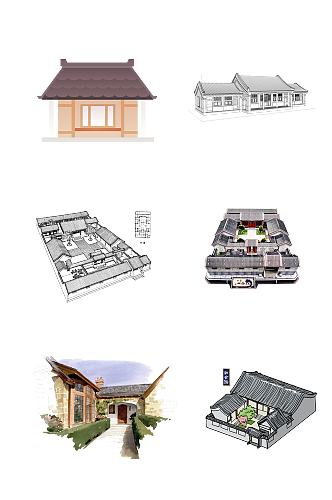 四合院建筑民居免抠元素