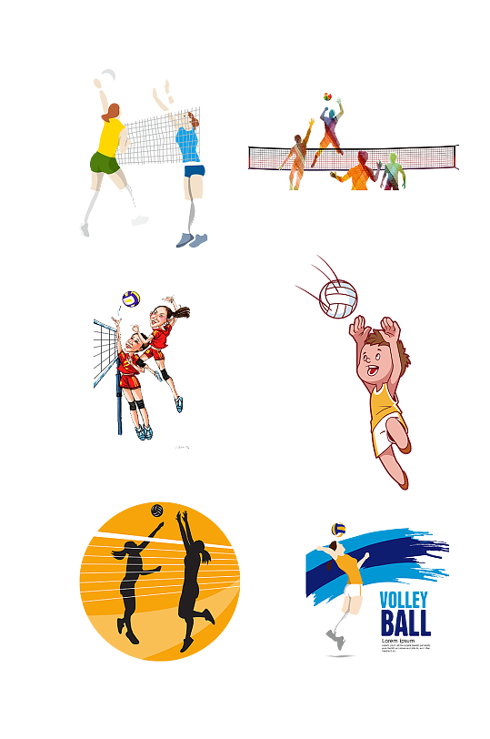 排球比赛运动女排免抠元素