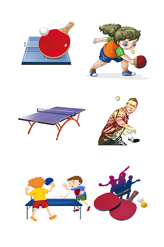 乒乓球比赛运动球拍免抠元素