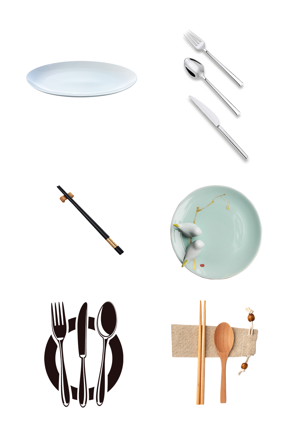 餐具盘子筷子碗筷食物免抠元素素材