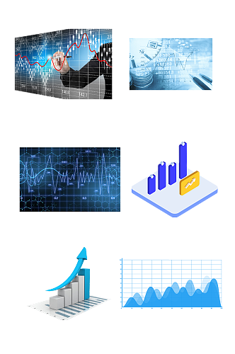 金融股票大盘涨跌趋势图免抠元素
