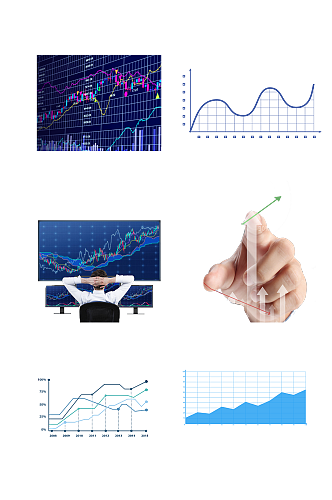 金融股票大盘涨跌趋势图免抠元素