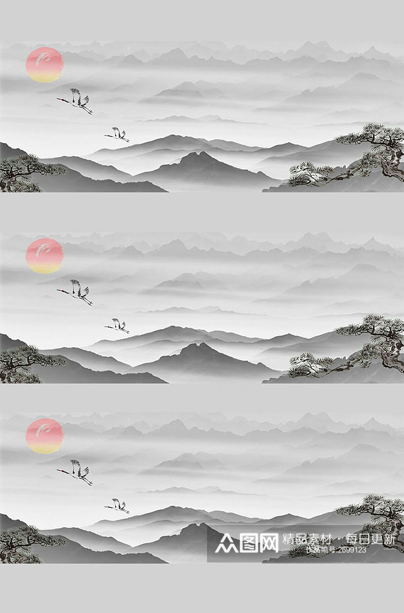 中国风山水水墨画高清背景图片素材