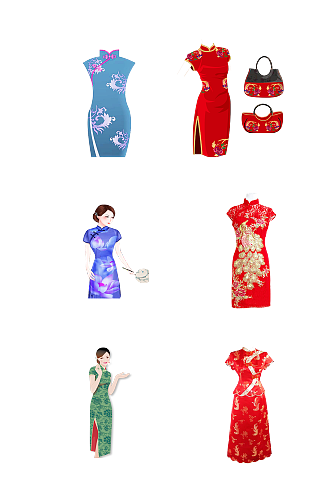 旗袍文化中华传统服饰免抠元素