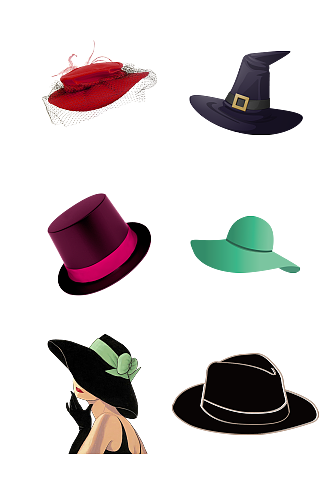 绅士礼帽时尚女士帽子免抠元素