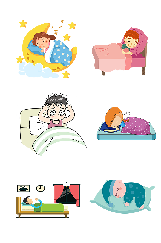 睡眠睡觉手绘休息入睡免抠元素-众图网
