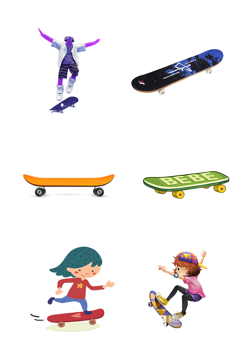 滑板运动体育少年比赛免抠元素素材