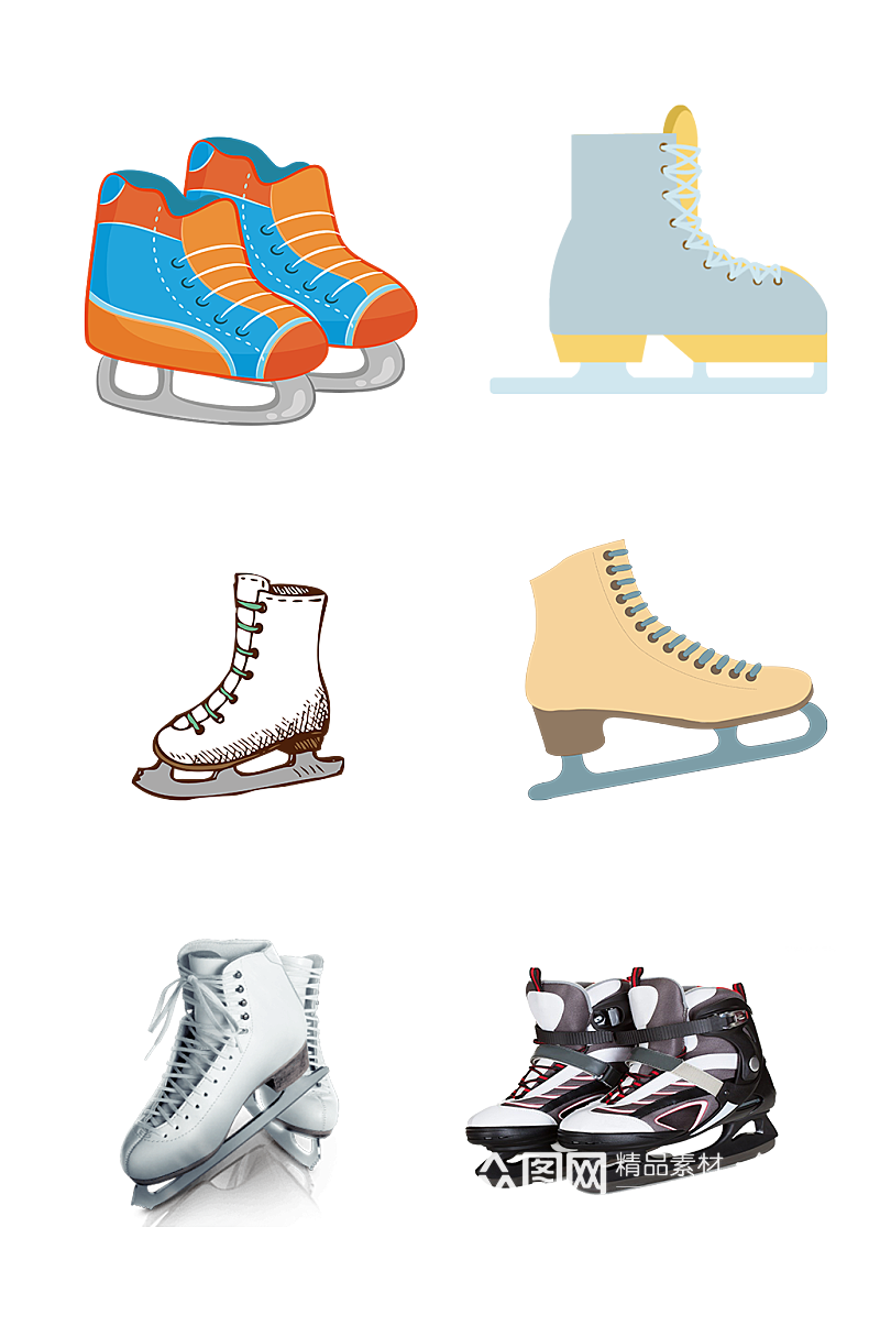 高级花滑冰鞋冰刀免抠元素素材