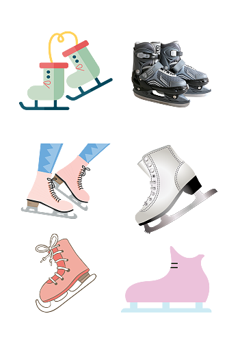 色彩冰鞋冰刀滑冰设备体育免抠元素