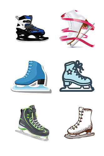 各种手绘冰鞋冰刀冬季体育免抠元素