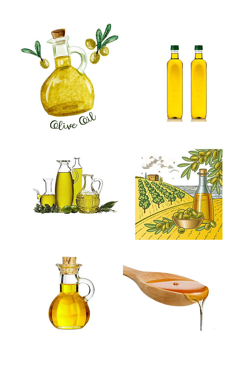 手绘橄榄油油瓶橄榄果免扣元素素材