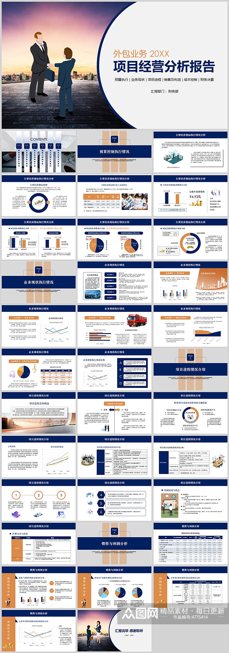 外包公司项目经营分析报告演示PPT模板素材