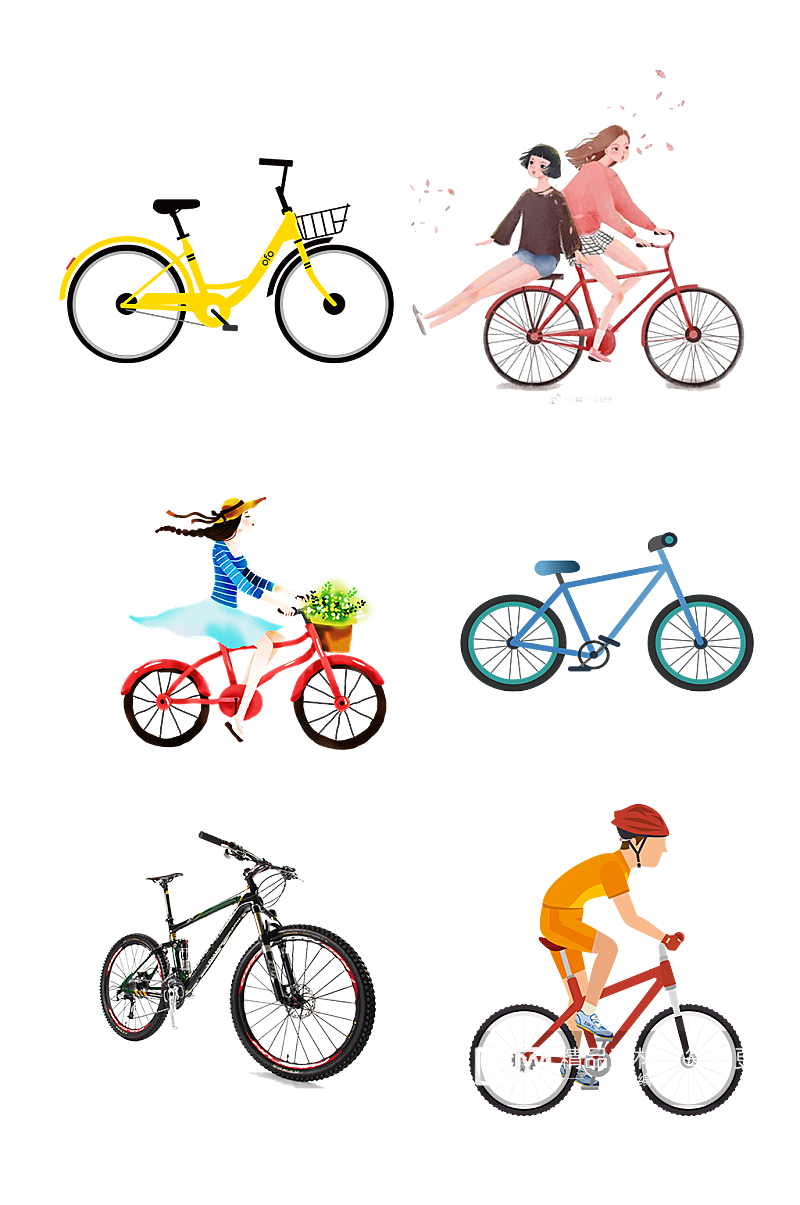 自行车骑车旅游运动免抠元素素材