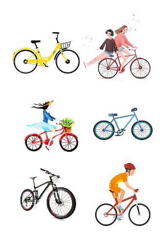 自行车骑车旅游运动免抠元素