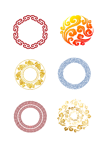 金色中国风祥云圆环设计免抠元素