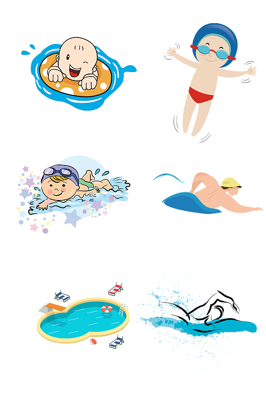 儿童室内游泳锻炼水上运动免抠元素