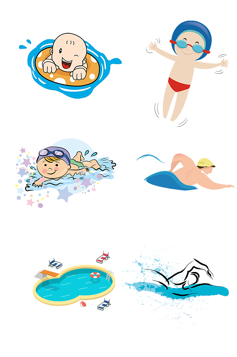 儿童室内游泳锻炼水上运动免抠元素素材