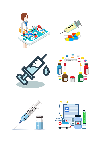医疗注射液药品针计注射器免抠元素