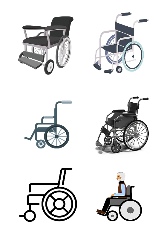 电动轮代步车椅手推轮椅设计免抠元素