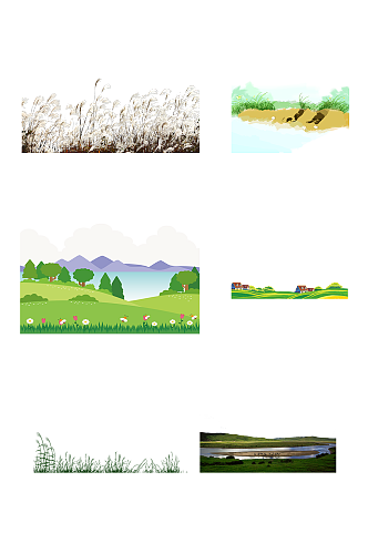 大自然风景绿地草地树木免抠元素