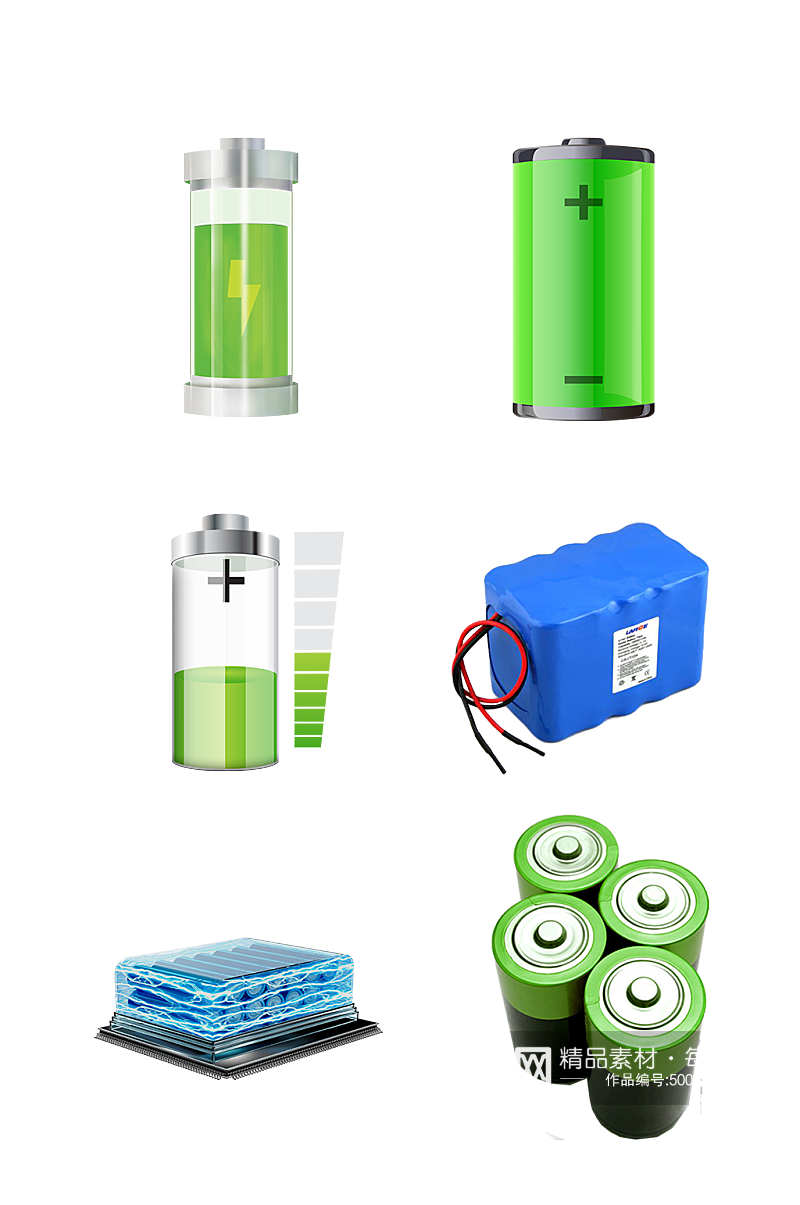 绿色新能源电池锂电池组免抠元素素材
