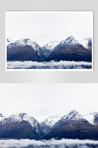 无限风光在险峰白雪云海蓝天云中山摄影图片