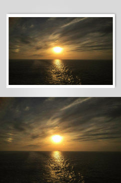 海上游轮阳光看日出云彩蓝天海浪摄影图片