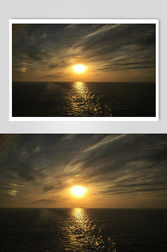 海上游轮阳光看日出云彩蓝天海浪摄影图片