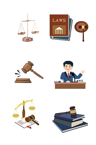 法律法官法院开庭书籍法官免抠元素
