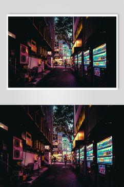 城市夜景商家现代城市繁华街道摄影图片