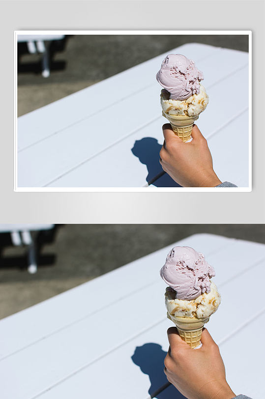 手持冰淇淋甜品高端餐厅美食摄影图片