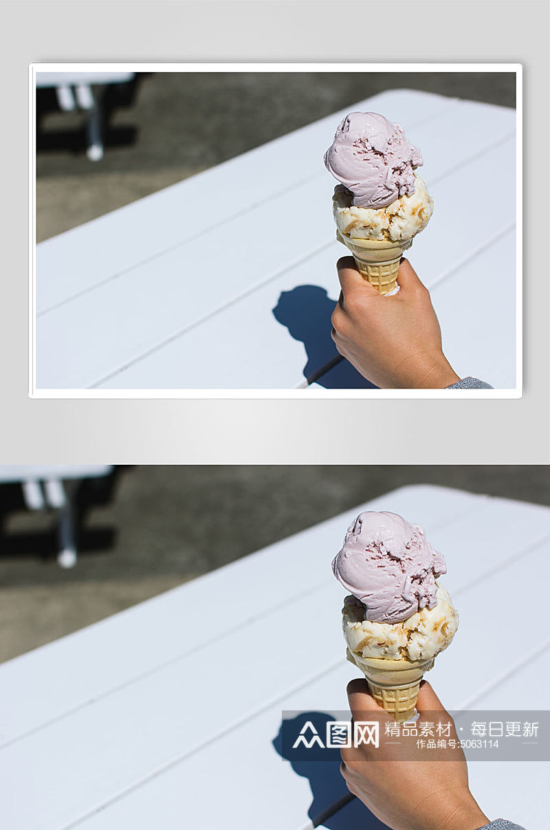 手持冰淇淋甜品高端餐厅美食摄影图片素材