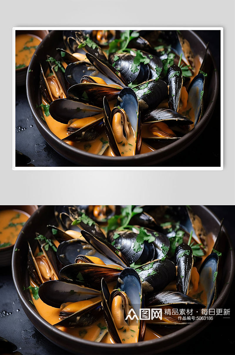 花蛤海鲜餐饮高端餐厅美食摄影图片素材