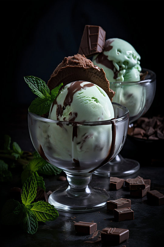 巧克力冰淇淋高端餐厅美食摄影图片