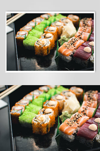 寿司三文鱼日料高端餐厅美食摄影图片