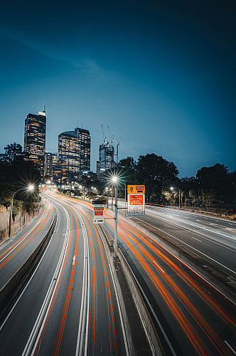 灯光夜景城市桥梁立交桥道路摄影图片