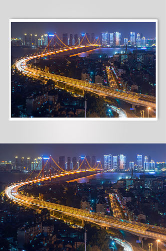 夜景城市桥梁立交桥道路摄影图片