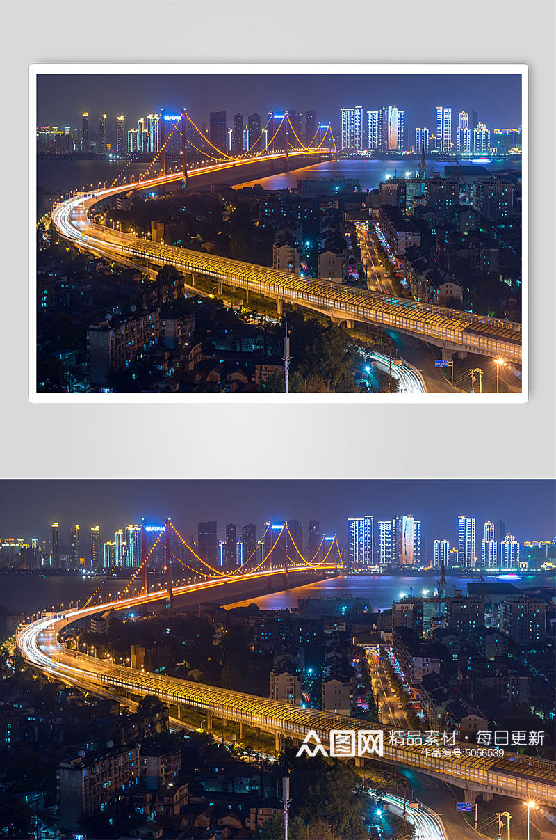 夜景城市桥梁立交桥道路摄影图片素材