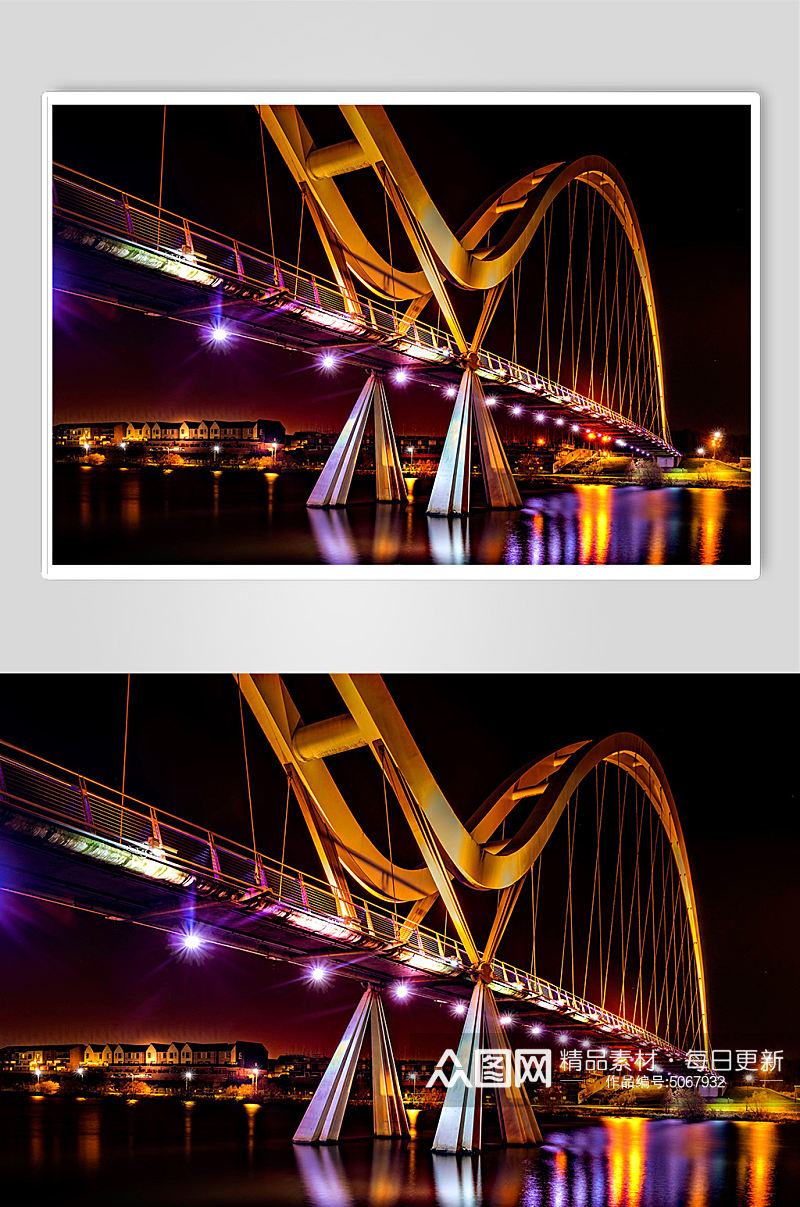 城市跨江桥梁立交桥道路光影立体摄影图片素材
