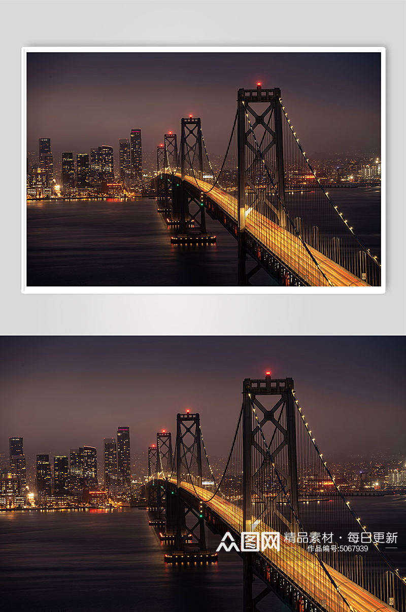 跨江城市桥梁立交桥道路光影立体摄影图片素材
