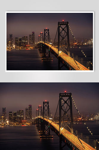 跨江城市桥梁立交桥道路光影立体摄影图片