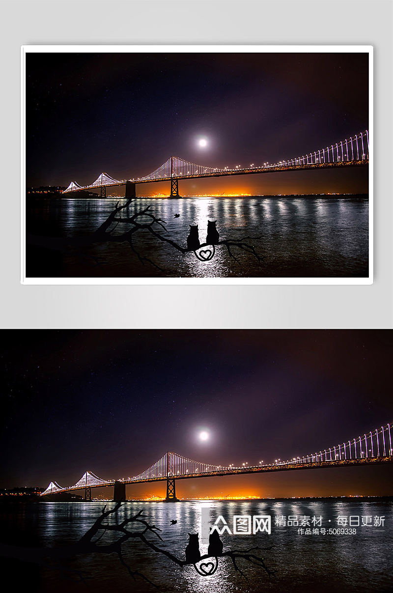夜景城市桥梁立交桥道路光影立体摄影图片素材