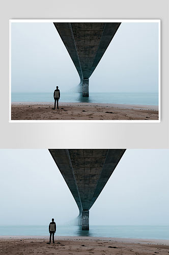 海边跨海桥梁立交桥道路光影立体摄影图片