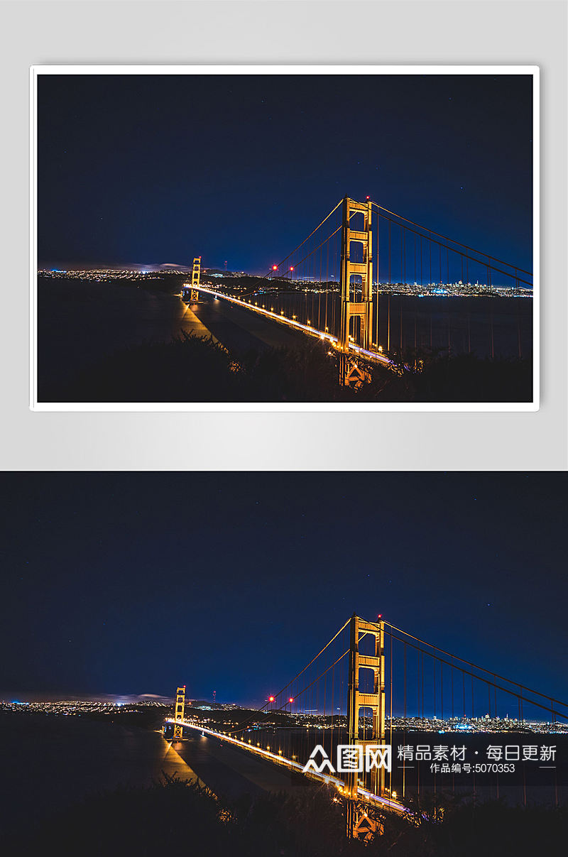 城市夜景跨海大桥桥梁道路光影立体摄影图片素材